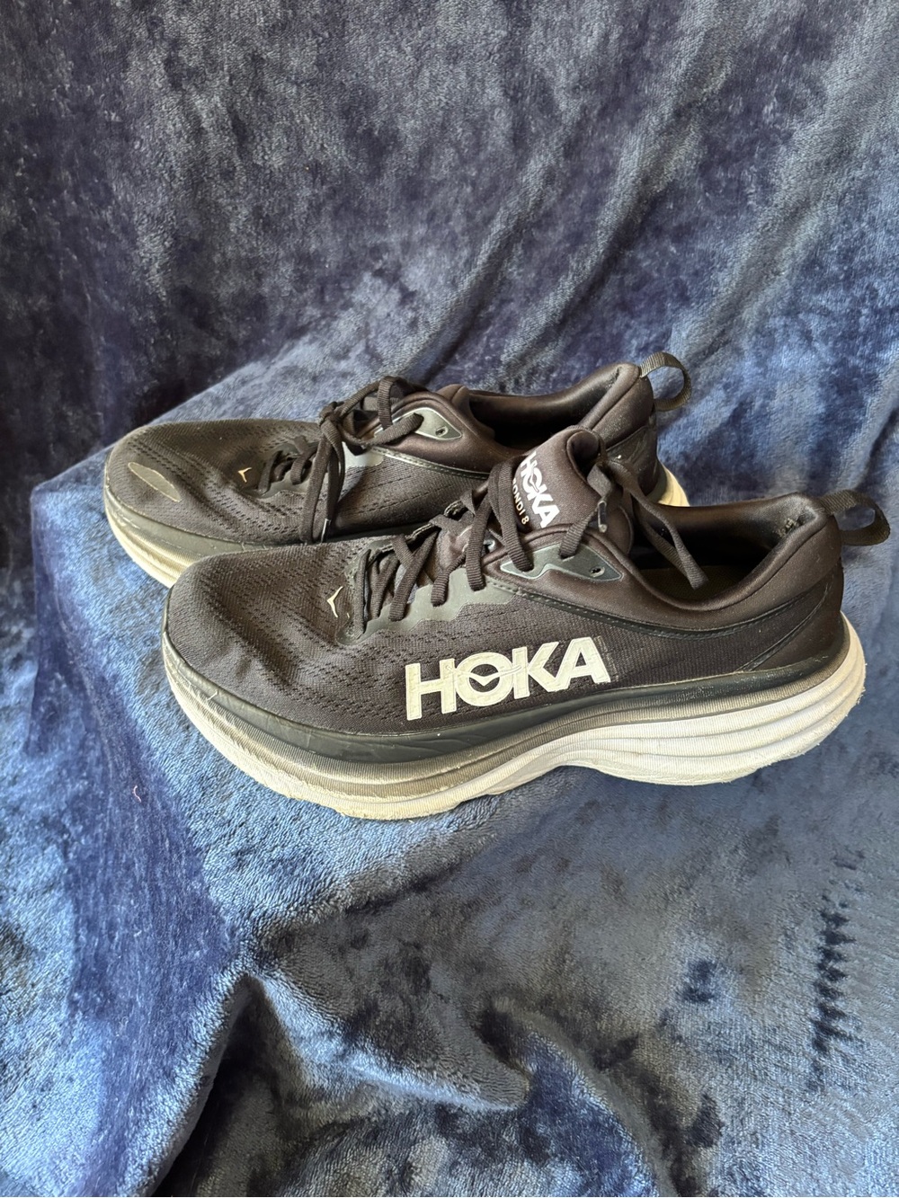 Hoka Bondi 8 Men's size 11 Black and White Running Shoes
